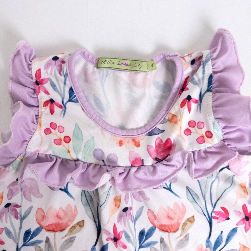 Millie Loves Lily Floral‎ Ruffle Top Girls 4 Multicolor Watercolor Sleeveless - Picture 2 of 6